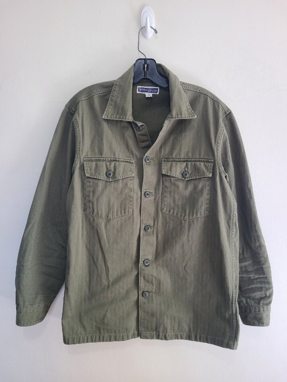 Wallace & Barnes Cotton Herringbone Workshirt Olive size S